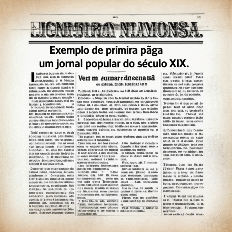 Jornal Popular: Conteúdo Acessível ao Público Primeira página de um jornal popular do século XIX