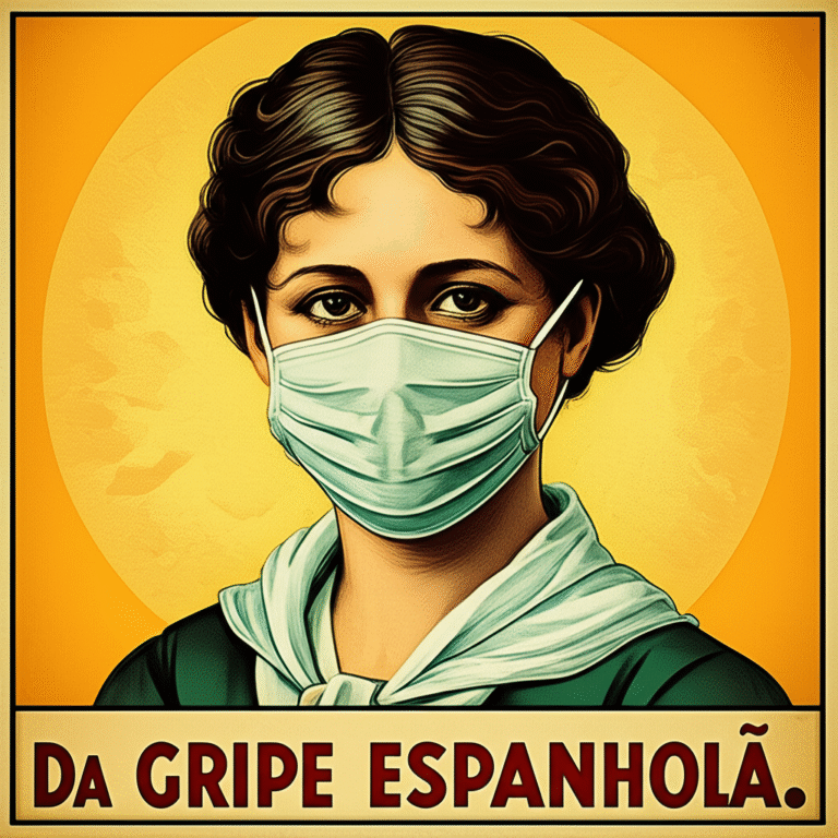 Cartaz da Gripe Espanhola sobre o uso de máscaras Cartaz de saúde pública incentivando o uso de máscaras durante a Gripe Espanhola.