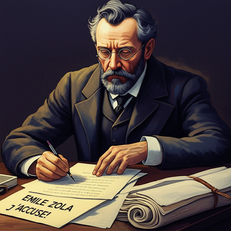 Émile Zola e o 'J'Accuse!' Émile Zola escrevendo 'J'Accuse!'.