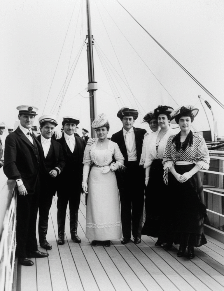 Passageiros do Titanic Fotografia de passageiros do Titanic a bordo