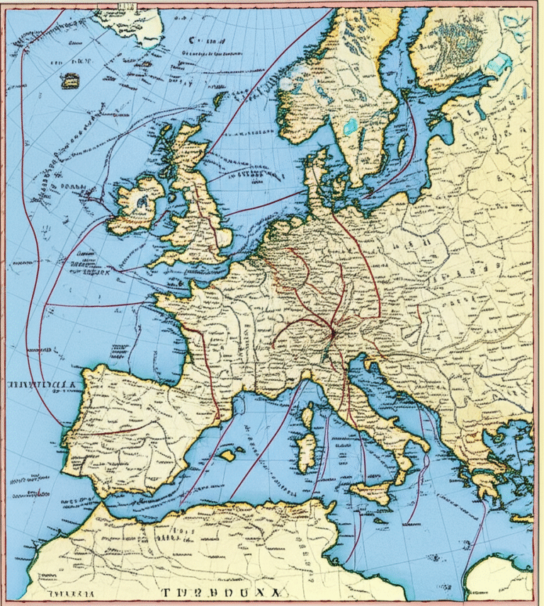 A Propagação das Notícias do Terremoto Mapa da Europa mostrando a propagação das notícias do terremoto de Lisboa