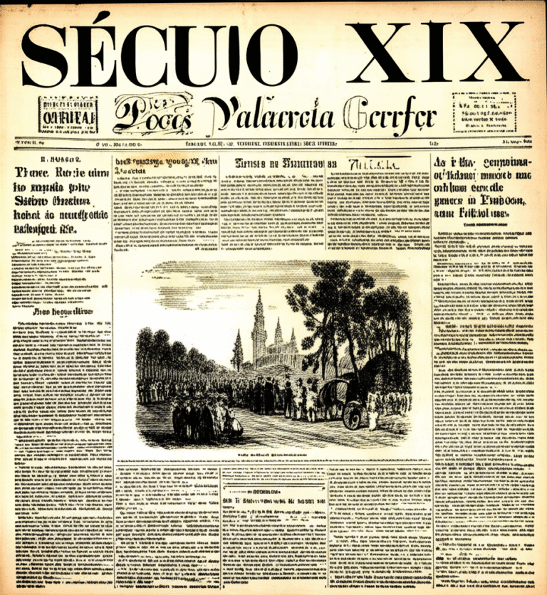Jornalismo Impresso Clássico Jornal antigo com texto e ilustração