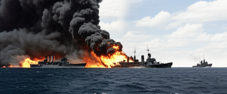 Ataque a Pearl Harbor - Destruição Navios em chamas durante o ataque a Pearl Harbor