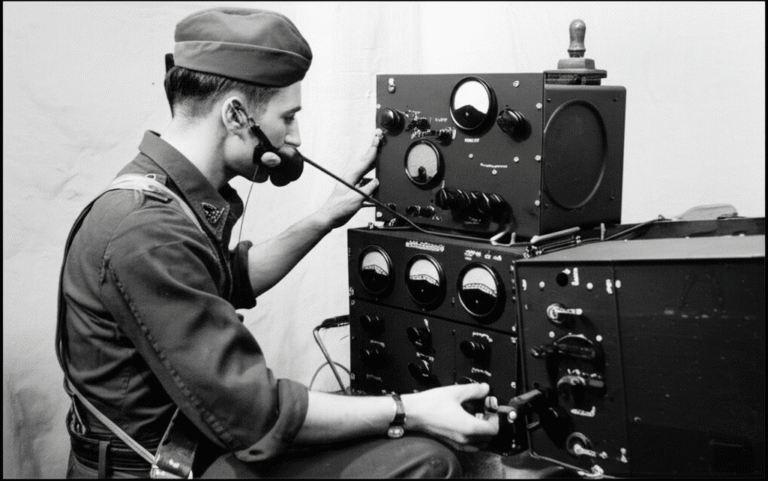 Rádio na Segunda Guerra Transmissor de rádio da Segunda Guerra Mundial sendo operado