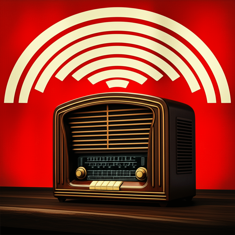 Propaganda no Rádio Cartaz de propaganda usando o rádio durante a Segunda Guerra