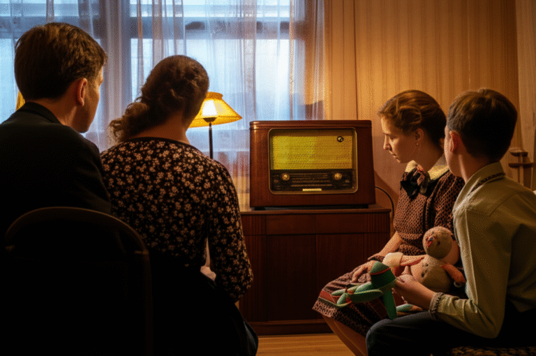 Família e o Rádio Família ouvindo rádio durante a Segunda Guerra Mundial
