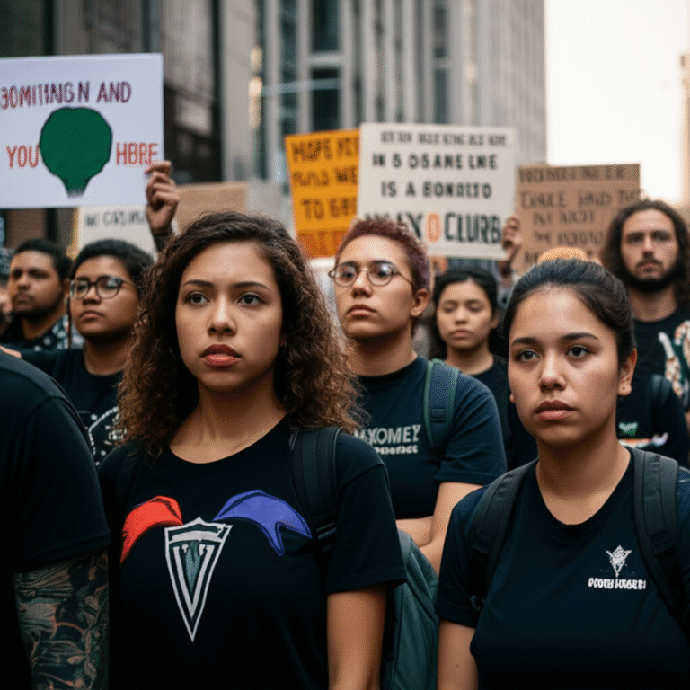 Vozes da História Grupo de pessoas reunidas em um protesto pacífico