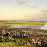 Gravura retratando a Batalha de Waterloo