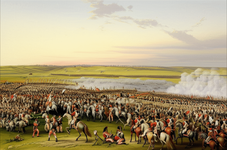 Batalha de Waterloo em Gravura Gravura retratando a Batalha de Waterloo
